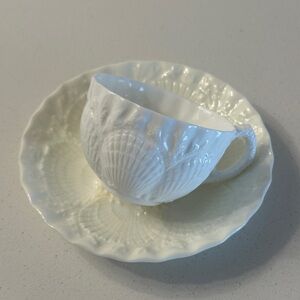 Coalport White Shell Teacup and Saucer Set